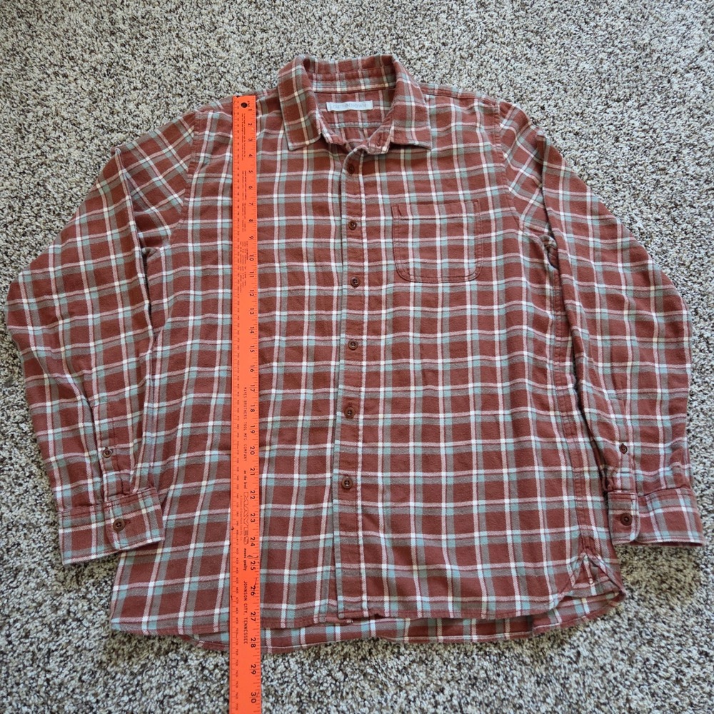 Outerknown Flannel Shirt Mens Large Brown Plaid Organic Cotton L/S - Picture 3 of 7